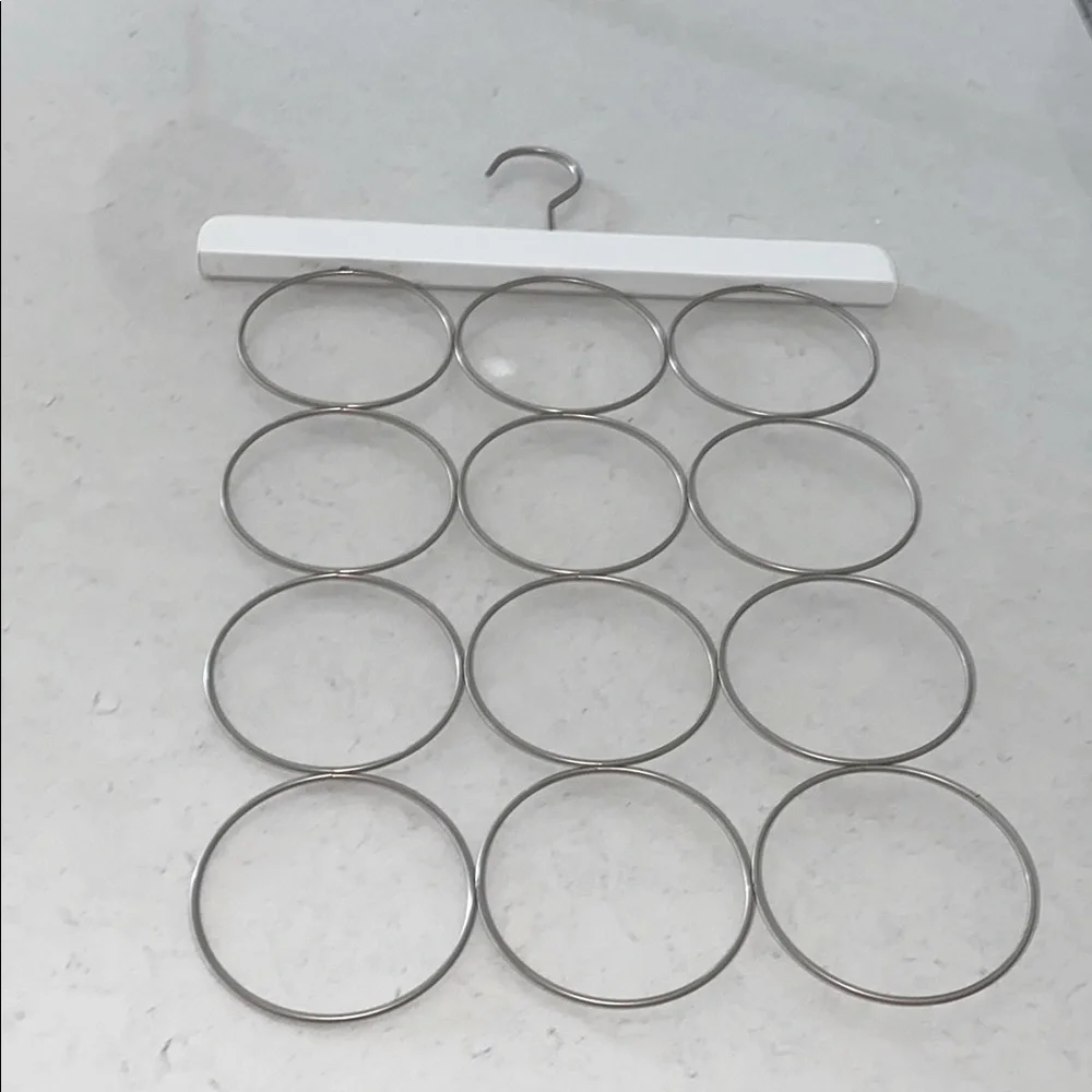 Hanging Scarf Organizer‎ Holder 12 Loops White Hanger Closet Storage
